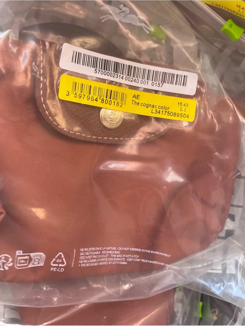 Longchamp Mini Top-Handle Crossbody Bag cognac XS Le pliage nylon nwt +strap - Picture 4 of 4